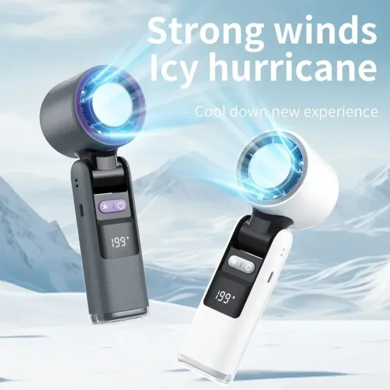 HandyBreeze™ Pro – Gray Portable Handheld Fan with Ice Cooling & Light