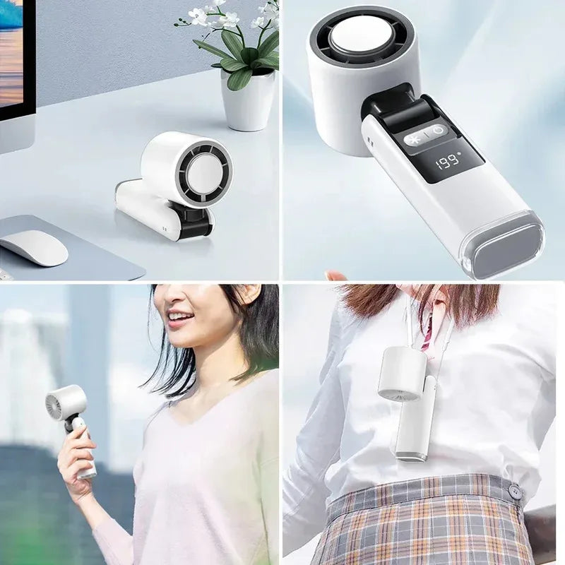HandyBreeze™ Pro – Gray Portable Handheld Fan with Ice Cooling & Light