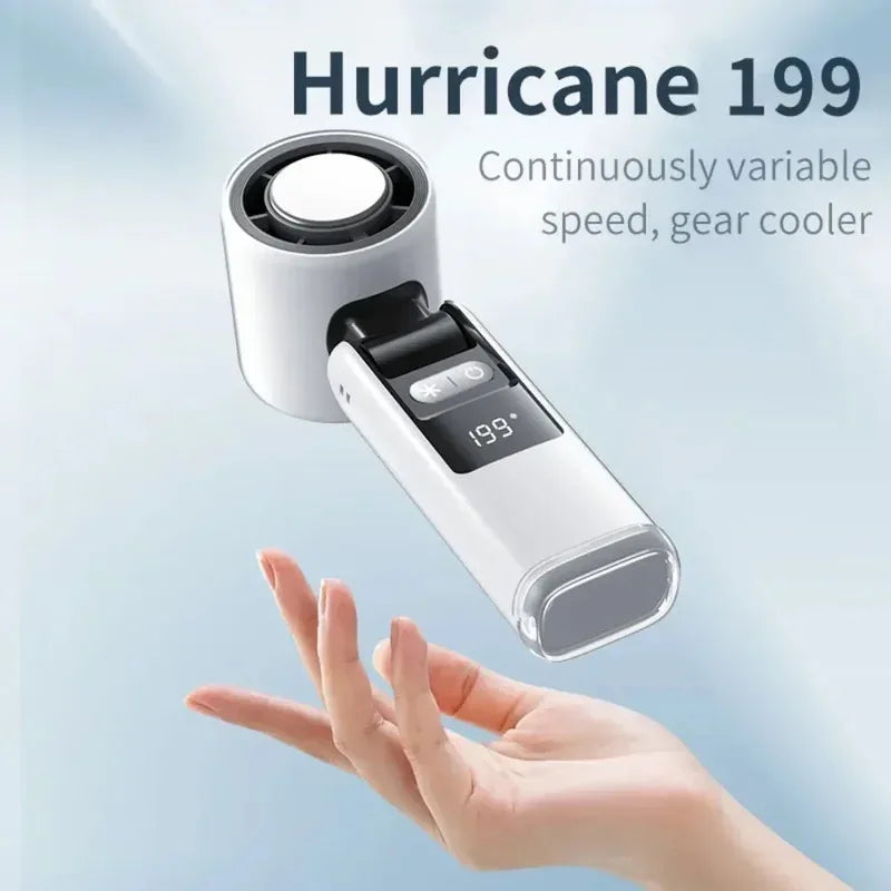 HandyBreeze™ Pro – White Portable Handheld Fan with Ice Cooling & Light