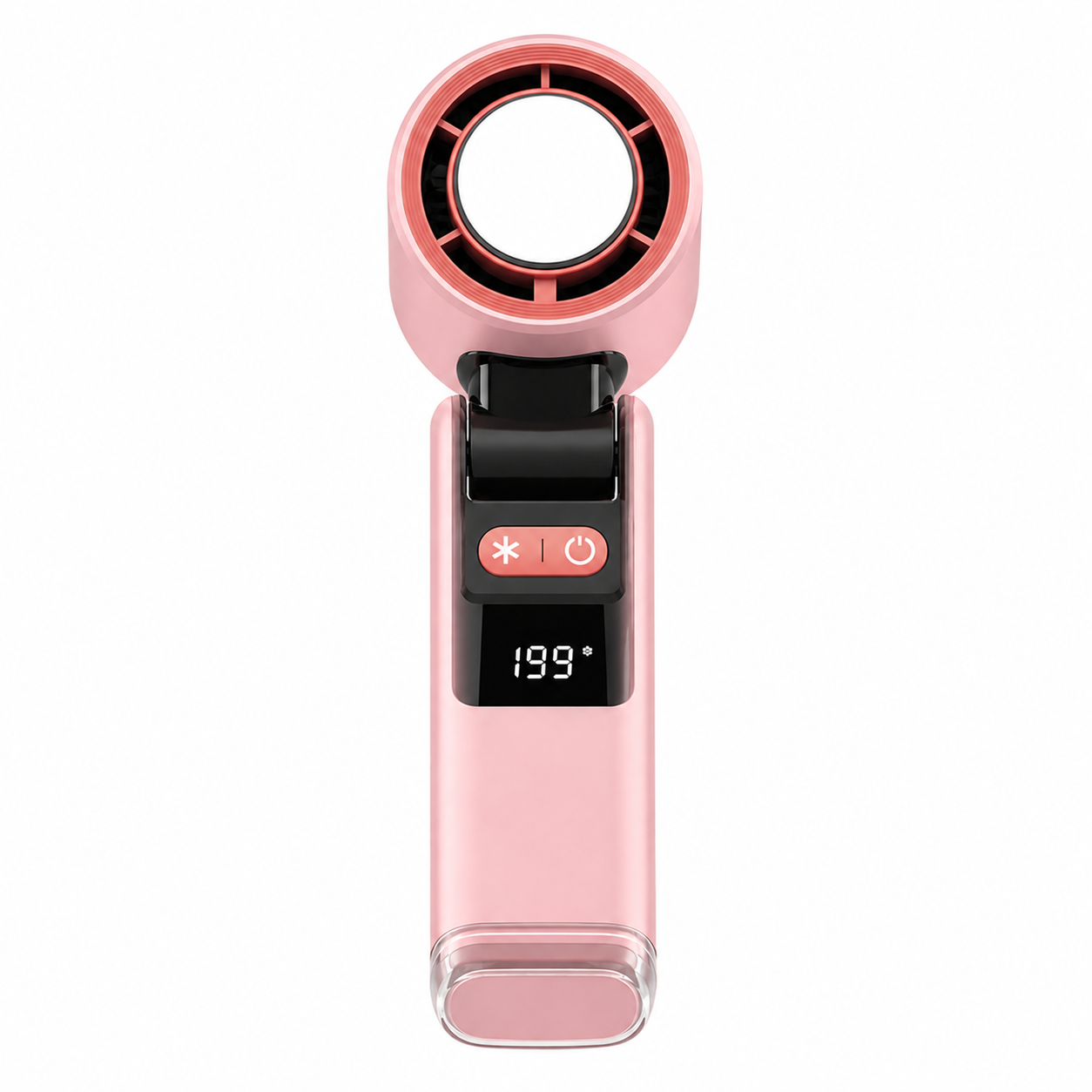 HandyBreeze Pro pink portable handheld fan with ice cooling and light